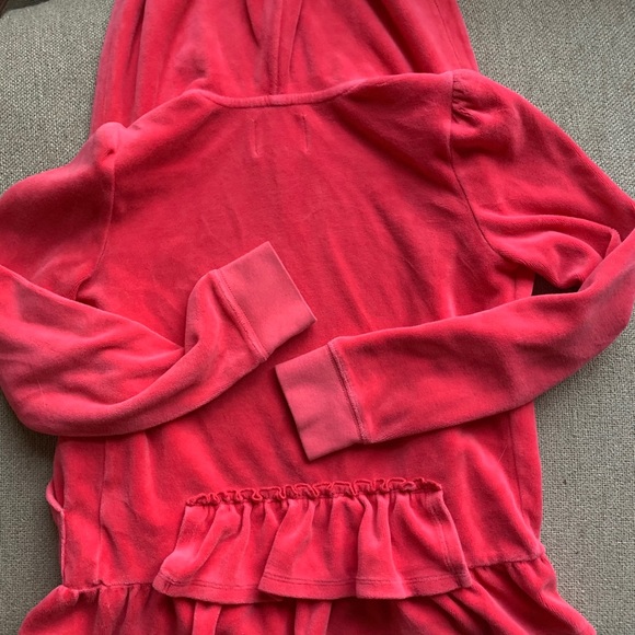 Y2K Barbiecore Juicy Couture Velour Hoodie with Ruffle Back Girls L - Picture 4 of 5